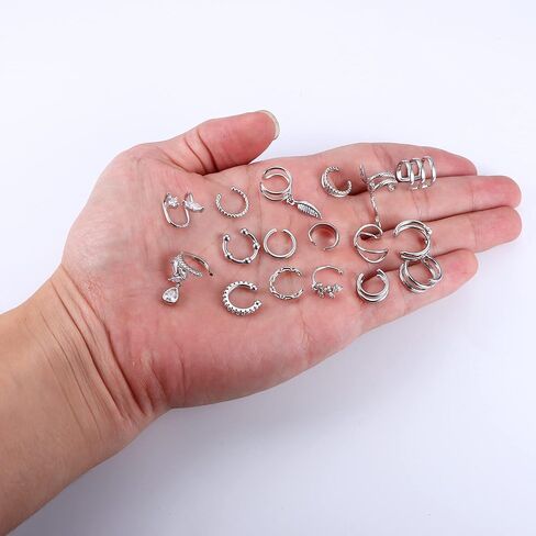 HAIAISO 18 Pcs Gold Ear Cuffs for Women Non Piercing Adjustable Ear Cuff Earrings Clip On Cartilage Helix Wrap Ear Jewelry Set in Saudi Arabia