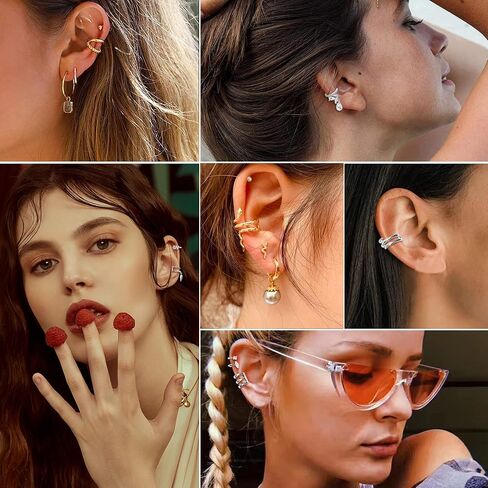 HAIAISO 18 Pcs Gold Ear Cuffs for Women Non Piercing Adjustable Ear Cuff Earrings Clip On Cartilage Helix Wrap Ear Jewelry Set in Saudi Arabia