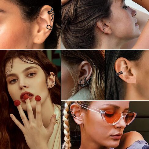 HAIAISO 18 Pcs Gold Ear Cuffs for Women Non Piercing Adjustable Ear Cuff Earrings Clip On Cartilage Helix Wrap Ear Jewelry Set in Kuwait