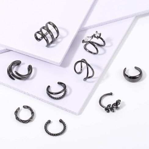 HAIAISO 18 Pcs Gold Ear Cuffs for Women Non Piercing Adjustable Ear Cuff Earrings Clip On Cartilage Helix Wrap Ear Jewelry Set in Kuwait