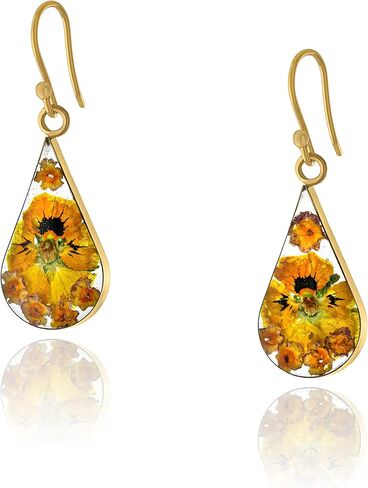 Amazon Collection Sterling Silver Pressed Flower Teardrop Earrings in Saudi Arabia