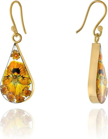Amazon Collection Sterling Silver Pressed Flower Teardrop Earrings in Saudi Arabia