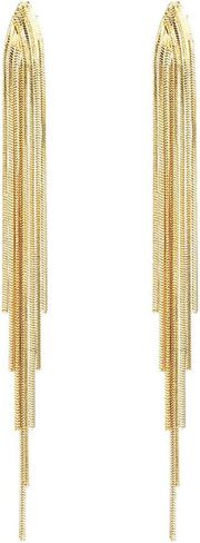 FUTIMELY Long Tassel Dangle Drop Earrings for Woman Teen Girls,Silver/Gold Punk Sleek Metal Chain Earrings Wedding Bridesmaid Jewelry in Saudi Arabia