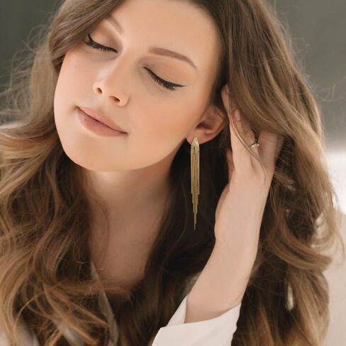 FUTIMELY Long Tassel Dangle Drop Earrings for Woman Teen Girls,Silver/Gold Punk Sleek Metal Chain Earrings Wedding Bridesmaid Jewelry in Saudi Arabia