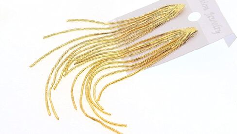 FUTIMELY Long Tassel Dangle Drop Earrings for Woman Teen Girls,Silver/Gold Punk Sleek Metal Chain Earrings Wedding Bridesmaid Jewelry in Saudi Arabia