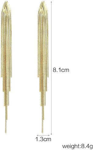 FUTIMELY Long Tassel Dangle Drop Earrings for Woman Teen Girls,Silver/Gold Punk Sleek Metal Chain Earrings Wedding Bridesmaid Jewelry in Saudi Arabia