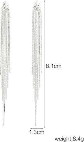 FUTIMELY Long Tassel Dangle Drop Earrings for Woman Teen Girls,Silver/Gold Punk Sleek Metal Chain Earrings Wedding Bridesmaid Jewelry in Saudi Arabia