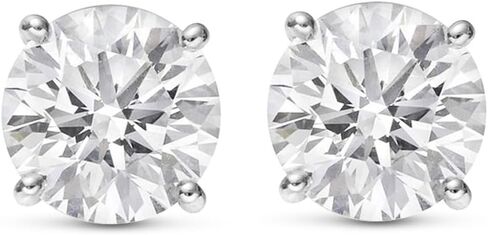 2 Carat Total Weight Round Diamond Solitaire Stud Earrings 14K White Gold 4 Prong Push Back (K-L Color I1-I2 Clarity) in Saudi Arabia