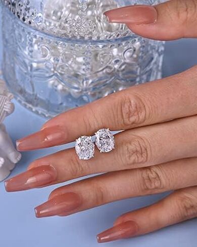 أقراط PAFIDDY للسيدات من الفضة الإسترليني عيار 925 ومطلية بالذهب الأبيض عيار 18 أقراط بيضاوية الشكل in Kuwait