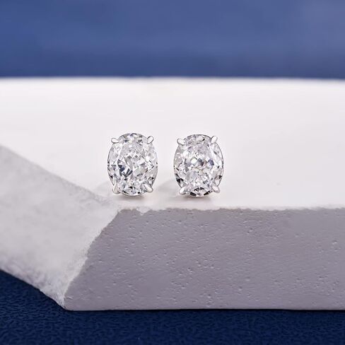 أقراط PAFIDDY للسيدات من الفضة الإسترليني عيار 925 ومطلية بالذهب الأبيض عيار 18 أقراط بيضاوية الشكل in Kuwait