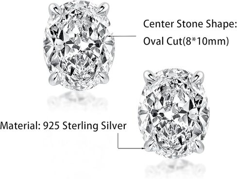 أقراط PAFIDDY للسيدات من الفضة الإسترليني عيار 925 ومطلية بالذهب الأبيض عيار 18 أقراط بيضاوية الشكل in Kuwait