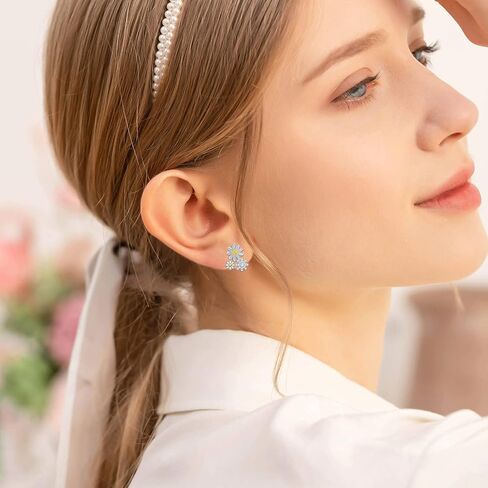 أقراط ديزي 925 سيلفي زهرة أقراط هيبوالرجينيك زهرة الأقحوان ترصيع الأقراط هدية للنساء الفتيات in Kuwait