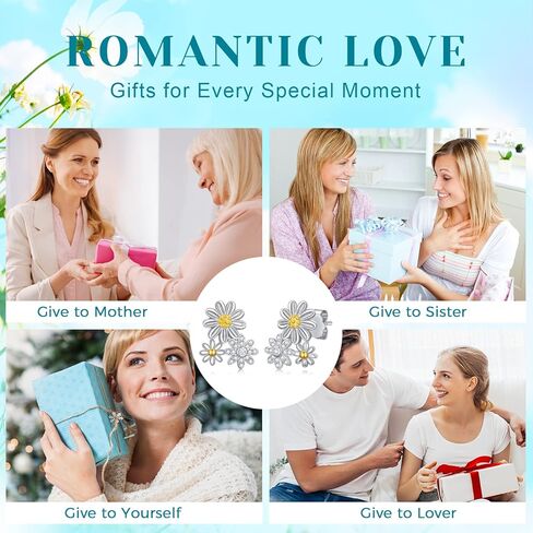 أقراط ديزي 925 سيلفي زهرة أقراط هيبوالرجينيك زهرة الأقحوان ترصيع الأقراط هدية للنساء الفتيات in Kuwait