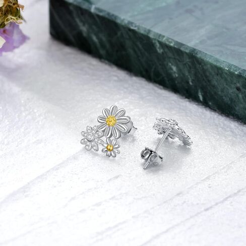 أقراط ديزي 925 سيلفي زهرة أقراط هيبوالرجينيك زهرة الأقحوان ترصيع الأقراط هدية للنساء الفتيات in Kuwait