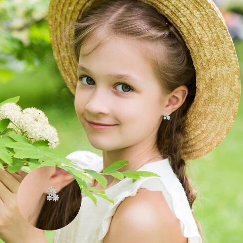 أقراط ديزي 925 سيلفي زهرة أقراط هيبوالرجينيك زهرة الأقحوان ترصيع الأقراط هدية للنساء الفتيات in Kuwait