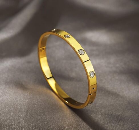 A D. ALLEN & DANMI. AD Jewelry 18 K Gold Plated Love Bangle Bracelet Stone Stainless Steel Bangle for Love … in Kuwait