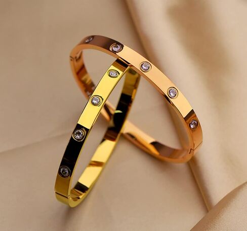 A D. ALLEN & DANMI. AD Jewelry 18 K Gold Plated Love Bangle Bracelet Stone Stainless Steel Bangle for Love … in Kuwait
