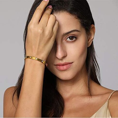 A D. ALLEN & DANMI. AD Jewelry 18 K Gold Plated Love Bangle Bracelet Stone Stainless Steel Bangle for Love … in Kuwait