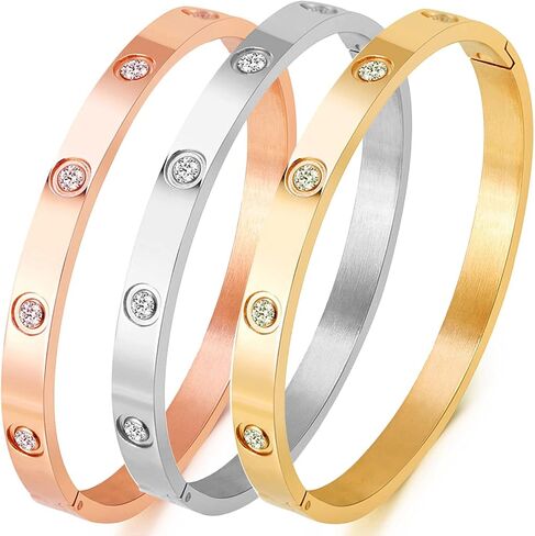 A D. ALLEN & DANMI. AD Jewelry 18 K Gold Plated Love Bangle Bracelet Stone Stainless Steel Bangle for Love … in Kuwait