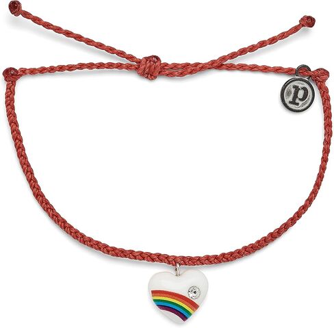 Pura Vida Silver Vintage Heart Bracelet - 100% Waterproof, Adjustable Band - Plated Brand Charm in Saudi Arabia