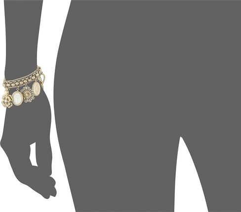 Anne Klein Women's 10-8096CHRM Premium Crystal Accented Gold-Tone Charm Bracelet Watch in Kuwait
