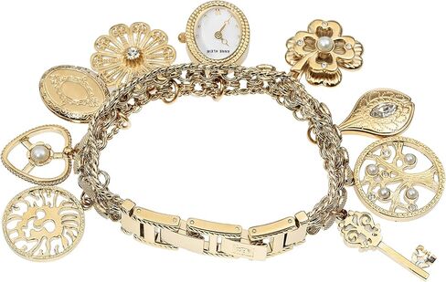 Anne Klein Women's 10-8096CHRM Premium Crystal Accented Gold-Tone Charm Bracelet Watch in Kuwait