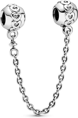 PANDORA Jewelry Band of Hearts Safety Chain Sterling Silver Charm, 2", No Box in Saudi Arabia