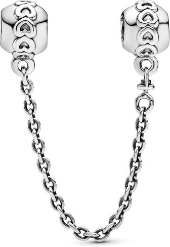 PANDORA Jewelry Band of Hearts Safety Chain Sterling Silver Charm, 2", No Box in Saudi Arabia