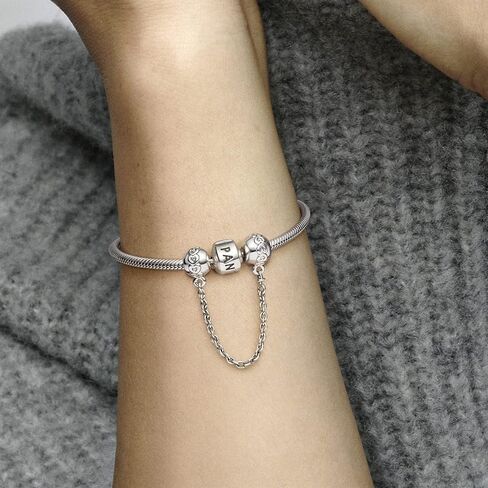PANDORA Jewelry Band of Hearts Safety Chain Sterling Silver Charm, 2", No Box in Saudi Arabia