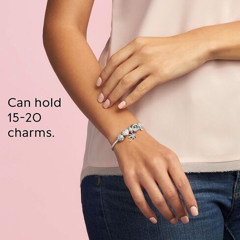 PANDORA Jewelry Moments Sparkling Heart Clasp Snake Chain Charm Cubic Zirconia Bracelet in Saudi Arabia