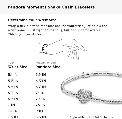 PANDORA Jewelry Moments Sparkling Heart Clasp Snake Chain Charm Cubic Zirconia Bracelet in Saudi Arabia
