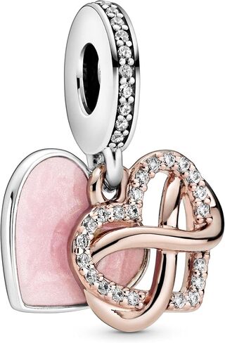 PANDORA Jewelry Sparkling Infinity Heart Dangle Charm - Pink Necklace or Bracelet Charm for Women - Sterling Silver and 14k Rose Gold-Plated with Cubic Zirconia in Saudi Arabia