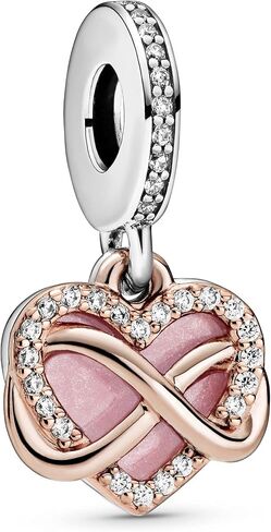 PANDORA Jewelry Sparkling Infinity Heart Dangle Charm - Pink Necklace or Bracelet Charm for Women - Sterling Silver and 14k Rose Gold-Plated with Cubic Zirconia in Saudi Arabia