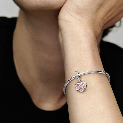 PANDORA Jewelry Sparkling Infinity Heart Dangle Charm - Pink Necklace or Bracelet Charm for Women - Sterling Silver and 14k Rose Gold-Plated with Cubic Zirconia in Saudi Arabia