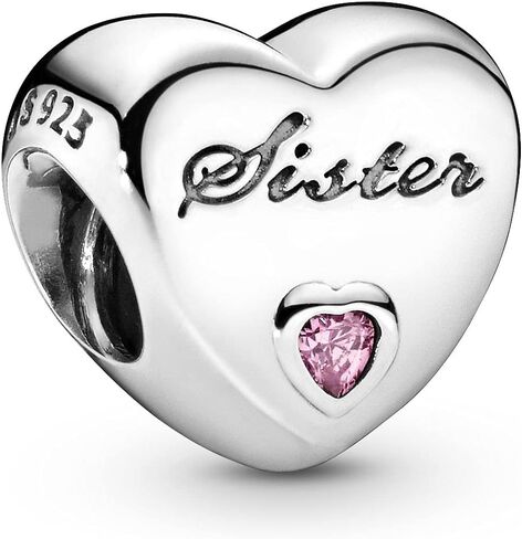 PANDORA Jewelry Sister's Love Cubic Zirconia Charm in Sterling Silver, No Box in Saudi Arabia