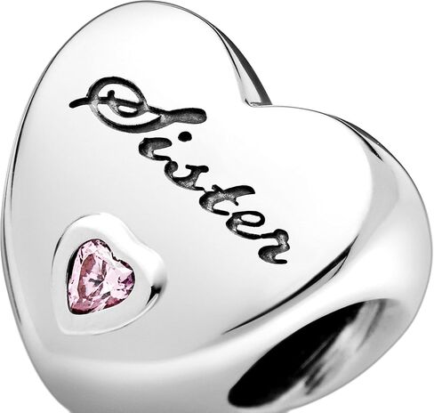 PANDORA Jewelry Sister's Love Cubic Zirconia Charm in Sterling Silver, No Box in Saudi Arabia