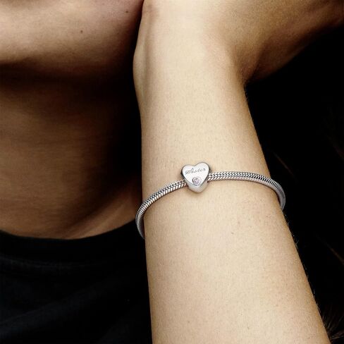 PANDORA Jewelry Sister's Love Cubic Zirconia Charm in Sterling Silver, No Box in Saudi Arabia