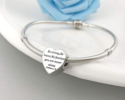 MUERDOU Heart Charm Fit Charms Bracelet Christian Bible Verse Charm Prayer Faith Religious Jewelry Gifts for Women in Kuwait