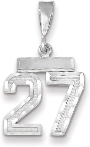 14k White Gold Small Brushed Diamond-cut Numeric Number Charm Pendant Fine Jewelry for Women in Saudi Arabia