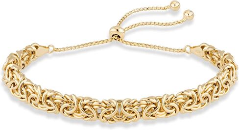 Miabella Italian 925 Sterling Silver Byzantine Bolo Bracelet for Women, Adjustable Bracelet Handmade in Italy in Kuwait