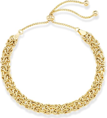 Miabella Italian 925 Sterling Silver Byzantine Bolo Bracelet for Women, Adjustable Bracelet Handmade in Italy in Kuwait