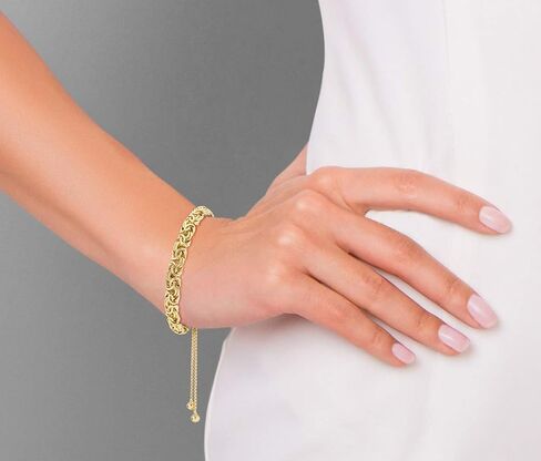 Miabella Italian 925 Sterling Silver Byzantine Bolo Bracelet for Women, Adjustable Bracelet Handmade in Italy in Kuwait