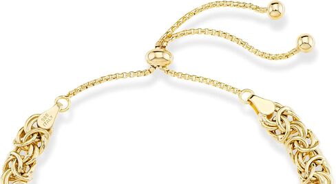 Miabella Italian 925 Sterling Silver Byzantine Bolo Bracelet for Women, Adjustable Bracelet Handmade in Italy in Kuwait