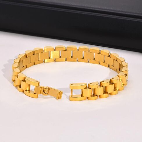 MPRAINBOW Personalized Women Thick Link Bracelet - Love Quote Name ID Engraved Link Bracelet,Adjustable Watch Band Chain Wristband Jewelry Gifts to Lover Girlfriend Wife Mom Sister in Kuwait