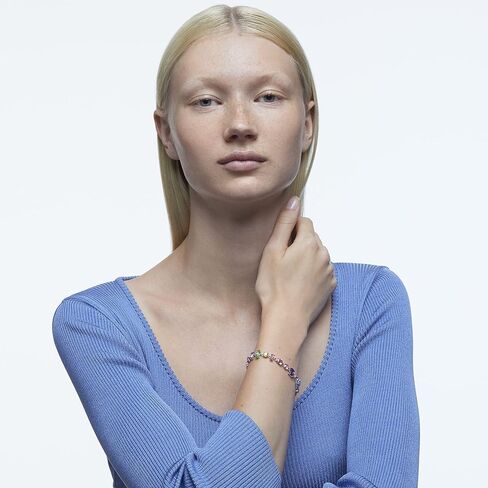 مجموعة مجوهرات كريستال سواروفسكي جيما، أقراط وأقراط وسوار، ذات لون ذهبي ولون روديوم in Kuwait