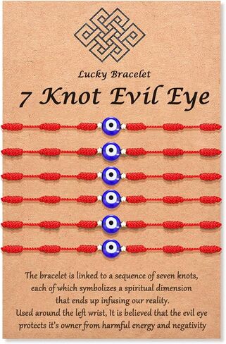 Tarsus (Ver.3) Evil Eye 7 Knot Lucky Bracelets Adjustable Red String Amulet for Women Men girls & Boys （6 Pcs Bracelet） in Saudi Arabia