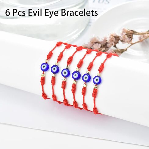 Tarsus (Ver.3) Evil Eye 7 Knot Lucky Bracelets Adjustable Red String Amulet for Women Men girls & Boys （6 Pcs Bracelet） in Saudi Arabia