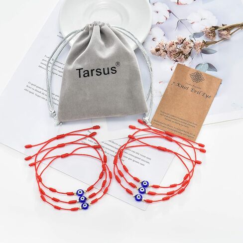 Tarsus (Ver.3) Evil Eye 7 Knot Lucky Bracelets Adjustable Red String Amulet for Women Men girls & Boys （6 Pcs Bracelet） in Saudi Arabia