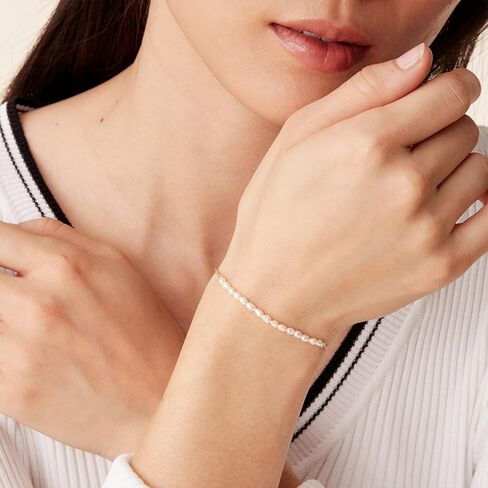 PAVOI Gold Tiny Pearl Bracelet | 14K Gold Plated Freshwater Cultured Pearls | Bracelets for Women in Saudi Arabia