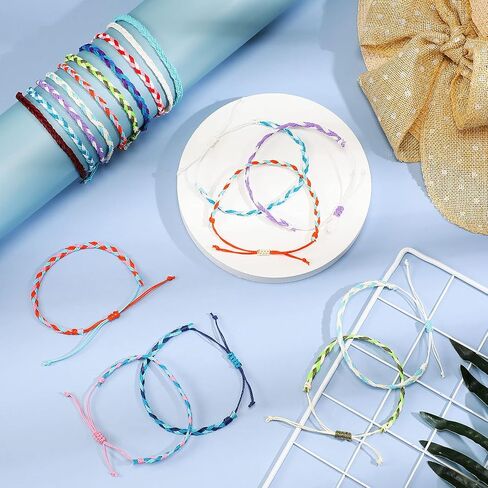 Hicarer 30 Pieces Friendship Bracelets Wave Handmade Kids Woven Braided Bracelet Waterproof Rope Bracelet Surfer Adjustable Bohemian Wrist Cord for Women Men Jewelry Party Accessories in Saudi Arabia